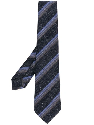 Kiton Striped Woven Tie - Blue