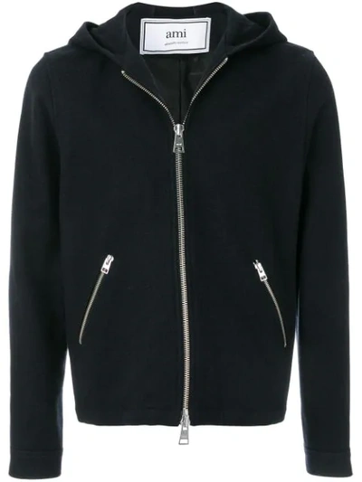 Ami Alexandre Mattiussi Zipped Hooded Jacket In Blue