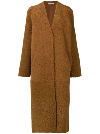 Inès & Maréchal Single Breasted Shearling Coat - Brown