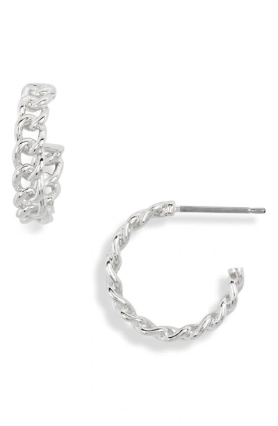 Ajoa Chain Hoop Earrings In Rhodium