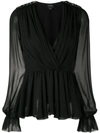 Giambattista Valli Wrap Front Blouse In Black