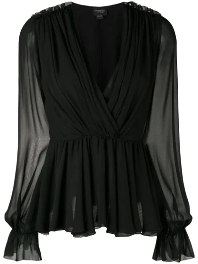 Giambattista Valli Wrap Front Blouse In Black