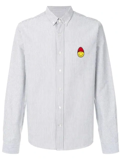 Ami Alexandre Mattiussi Button-down Smiley Patch Shirt In Black & White