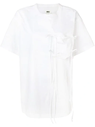 Mm6 Maison Margiela Bow Detail Pocket Tee In White