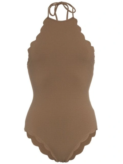 Marysia Mott Scalloped Halterneck Swimsuit - Brown