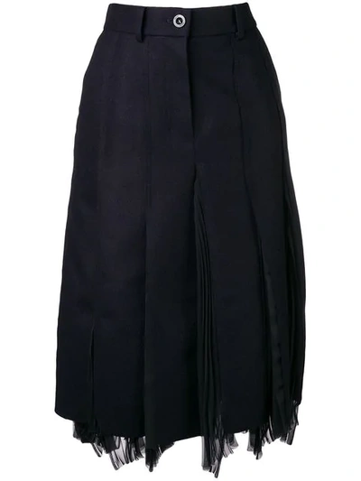 Sacai Panelled Skirt In Navy-black