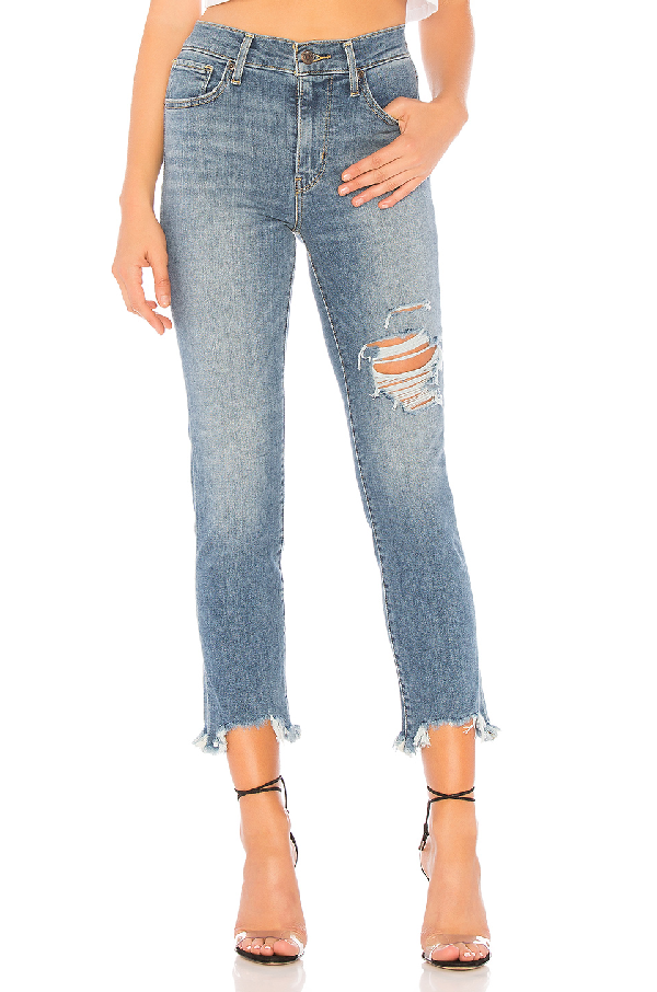 Levi's 724 High-rise Distressed Straight Cropped Jeans In Indigo Pixel ...