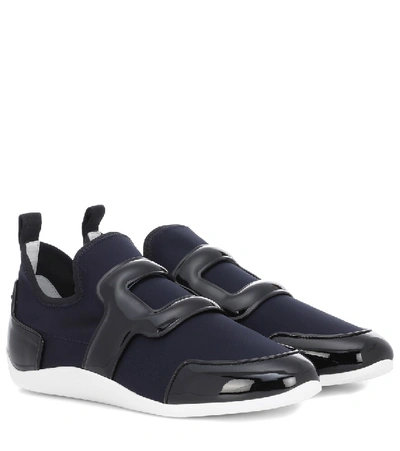 Roger Vivier Sporty Viv Scuba And Leather Trainers In Blue