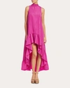 One33 Social The Yolanda Fuchsia High-low Maxi Gown In Pink