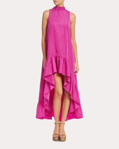One33 Social The Yolanda Fuchsia High-low Maxi Gown In Pink