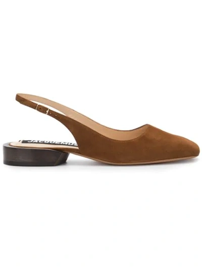 Jacquemus 25mm Les Chaussures Praia Suede Flats In Brown