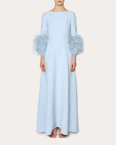 Huishan Zhang Women's Reign Feathered Crepe Gown In Blue