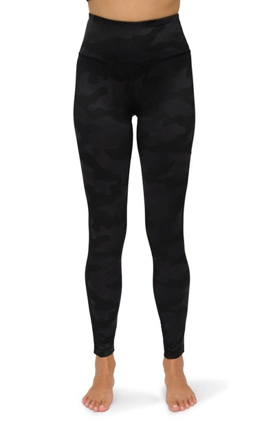 90 Degree By Reflex High Waist Mesh Panel Leggings In Etched Camo Black