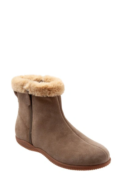 Softwalk Helena Faux Fur Bootie In Stone Leather