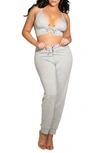 Seven 'til Midnight Seven ‘til Midnight Jersey Bralette & Joggers Pajamas In Heather Grey