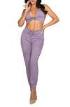 Seven 'til Midnight Seven ‘til Midnight Jersey Bralette & Joggers Pajamas In Purple