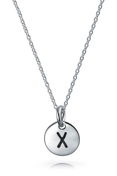 Bling Jewelry Minimalist Sterling Silver Initial Pendant Necklace In Silver - X