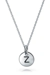 Bling Jewelry Minimalist Sterling Silver Initial Pendant Necklace In Silver - Z