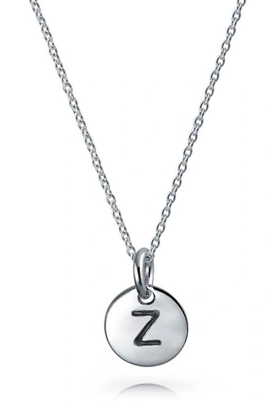 Bling Jewelry Minimalist Sterling Silver Initial Pendant Necklace In Silver - Z