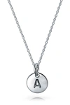 Bling Jewelry Minimalist Sterling Silver Initial Pendant Necklace In Silver - A
