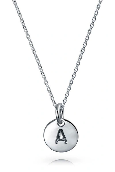 Bling Jewelry Minimalist Sterling Silver Initial Pendant Necklace In Silver - A