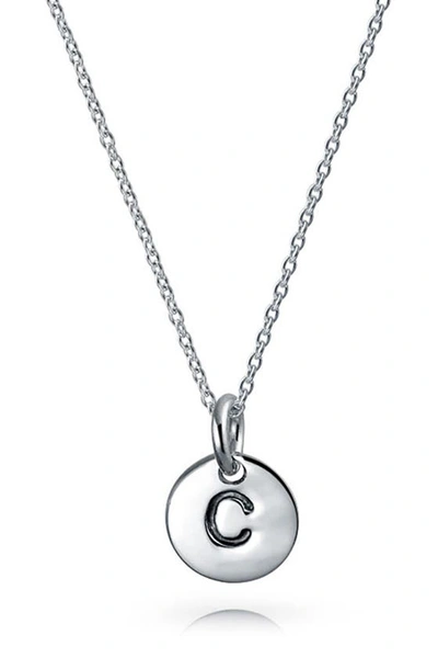Bling Jewelry Minimalist Sterling Silver Initial Pendant Necklace In Silver - C