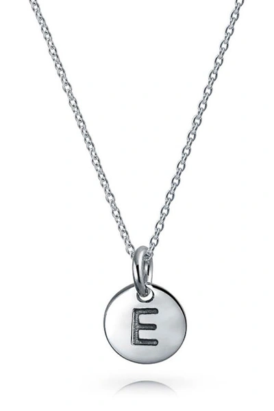 Bling Jewelry Minimalist Sterling Silver Initial Pendant Necklace In Silver - E