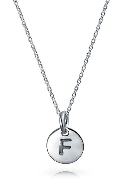 Bling Jewelry Minimalist Sterling Silver Initial Pendant Necklace In Silver - F