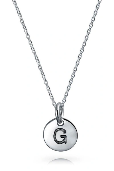 Bling Jewelry Minimalist Sterling Silver Initial Pendant Necklace In Silver - G