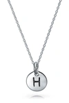 Bling Jewelry Minimalist Sterling Silver Initial Pendant Necklace In Silver - H