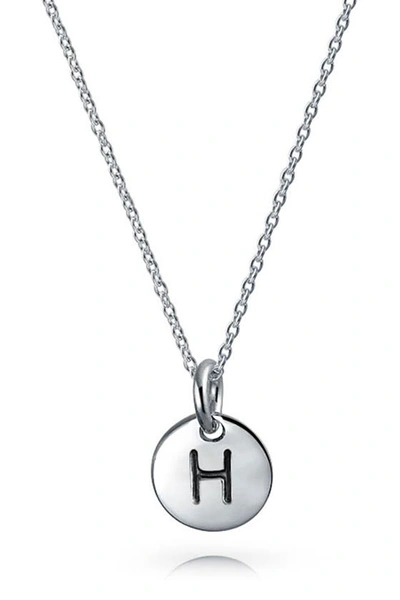 Bling Jewelry Minimalist Sterling Silver Initial Pendant Necklace In Silver - H