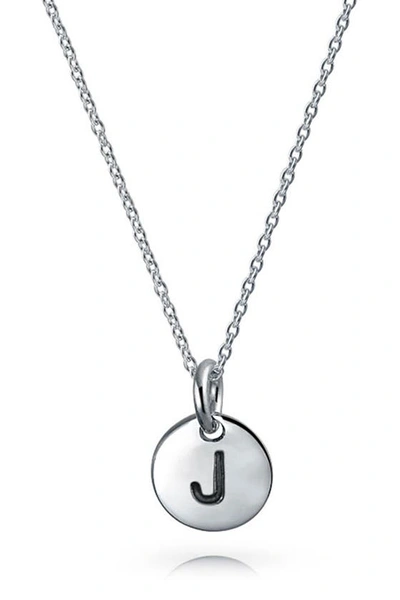 Bling Jewelry Minimalist Sterling Silver Initial Pendant Necklace In Silver - J