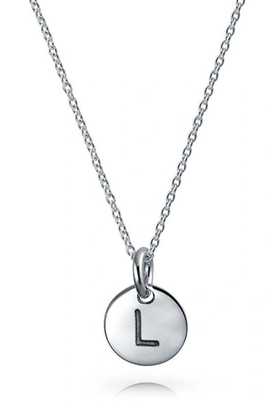 Bling Jewelry Minimalist Sterling Silver Initial Pendant Necklace In Silver - L