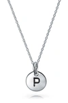 Bling Jewelry Minimalist Sterling Silver Initial Pendant Necklace In Silver - P