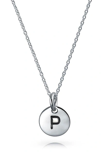 Bling Jewelry Minimalist Sterling Silver Initial Pendant Necklace In Silver - P