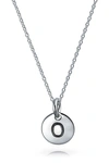 Bling Jewelry Minimalist Sterling Silver Initial Pendant Necklace In Silver - O