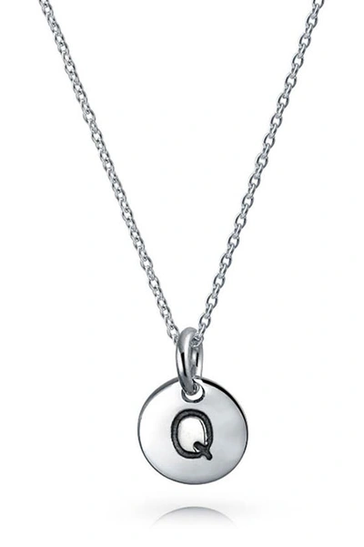 Bling Jewelry Minimalist Sterling Silver Initial Pendant Necklace In Silver - Q