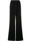 Proenza Schouler Paperbag-waist Wide-leg Crepe Pants W/ Self-tie Belt In Black