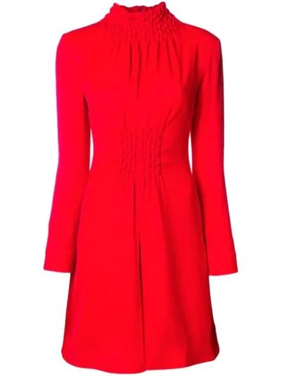 Aalto Smocked High Neck Mini Dress - Red