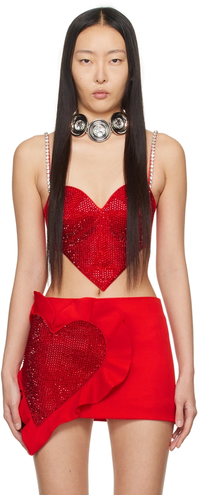 Area Heart Virgin Wool-blend Miniskirt In Red
