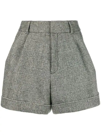 Saint Laurent Micro Houndstooth Shorts In Grey