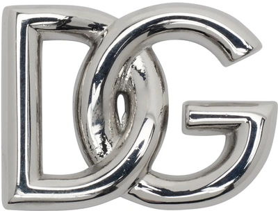 Dolce & Gabbana Silver Logo Single Earring In Argento/palladio