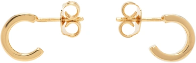 Mm6 Maison Margiela Gold Numeric Minimal Signature Hoop Earrings In 950 Polished Yellow