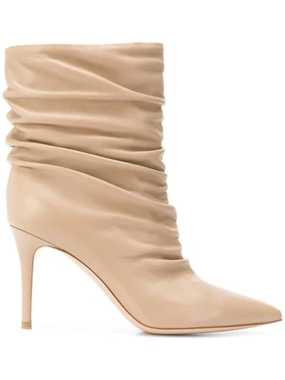 Gianvito Rossi Draped Ankle Boots In Neutrals