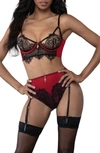 Seven 'til Midnight Seven ‘til Midnight Eyelash Lace Bra & Panties Set In Red