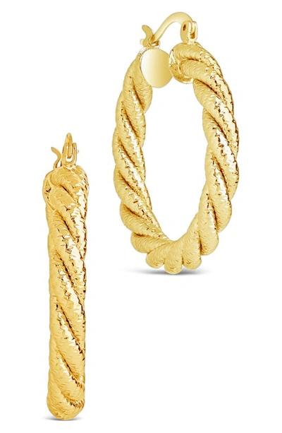 Sterling Forever Cerys Twist Hoop Earrings In Gold