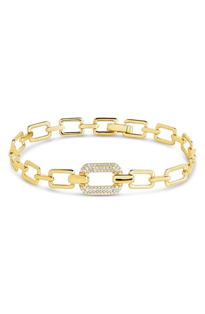 Sterling Forever Valentina Cubic Zirconia Square Link Bracelet In Gold
