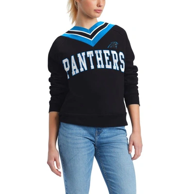 Tommy Hilfiger Black Carolina Panthers Heidi V-neck Pullover Sweatshirt