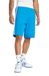 Adidas Originals Adicolor 3-stripes Cotton French Terry Shorts In Bluebird