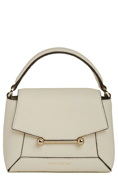 Strathberry Mini Mosaic Leather Top Handle Bag In Vanilla